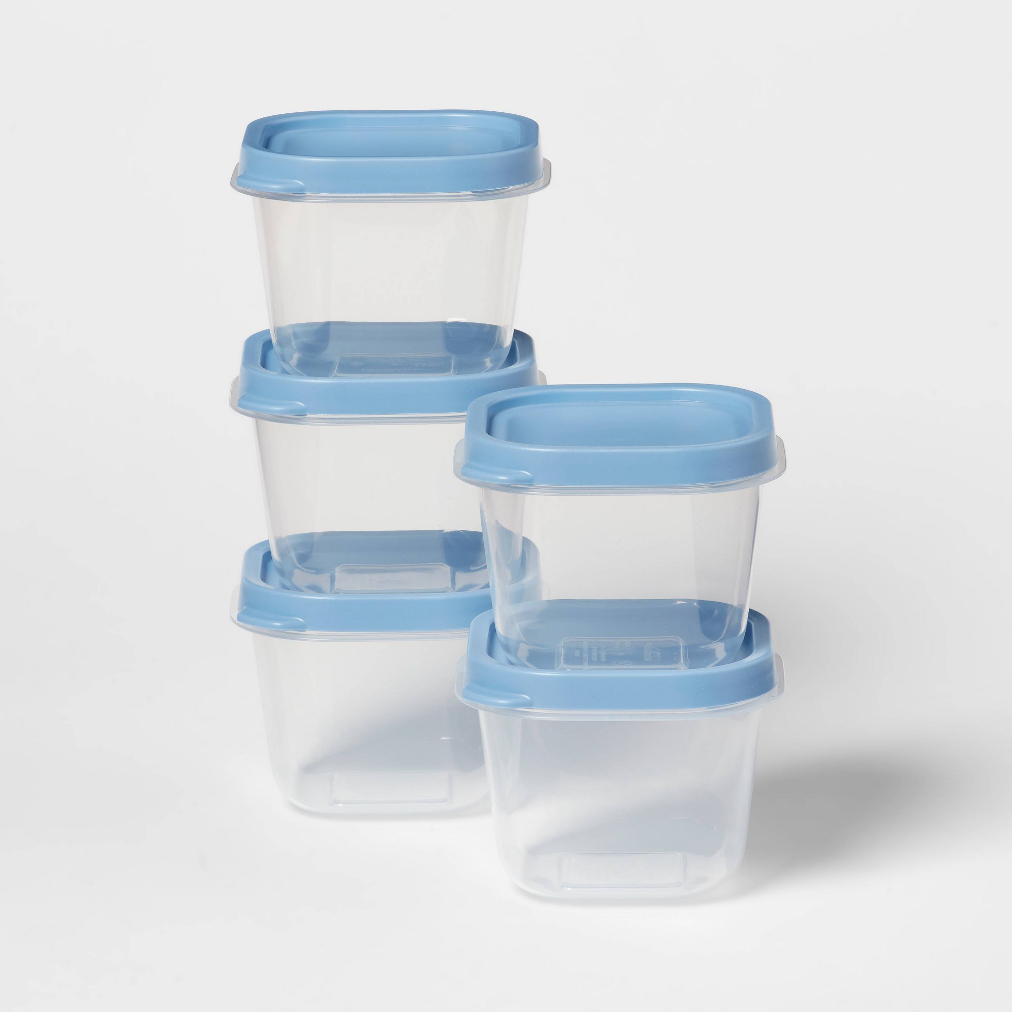 Food Storage Box Set - ชุดกล่องเก็บอาหารพลาสติกสีน้ำเงิน 10 ชิ้น พร้อมฝาปิด, กล่องเตรียมอาหารขนาด 2
