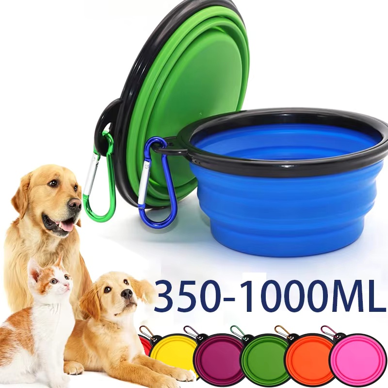 Portion Control Container - ชามใส่อาหารสัตว์เลี้ยงแบบพับได้ 2-in-1 ทำจากซิลิโคน พกพาสะดวก สำหรับเดินทางกลางแจ้ง ใช้ใส่อาหารและน้ำสำหรับสุนัขและแมว