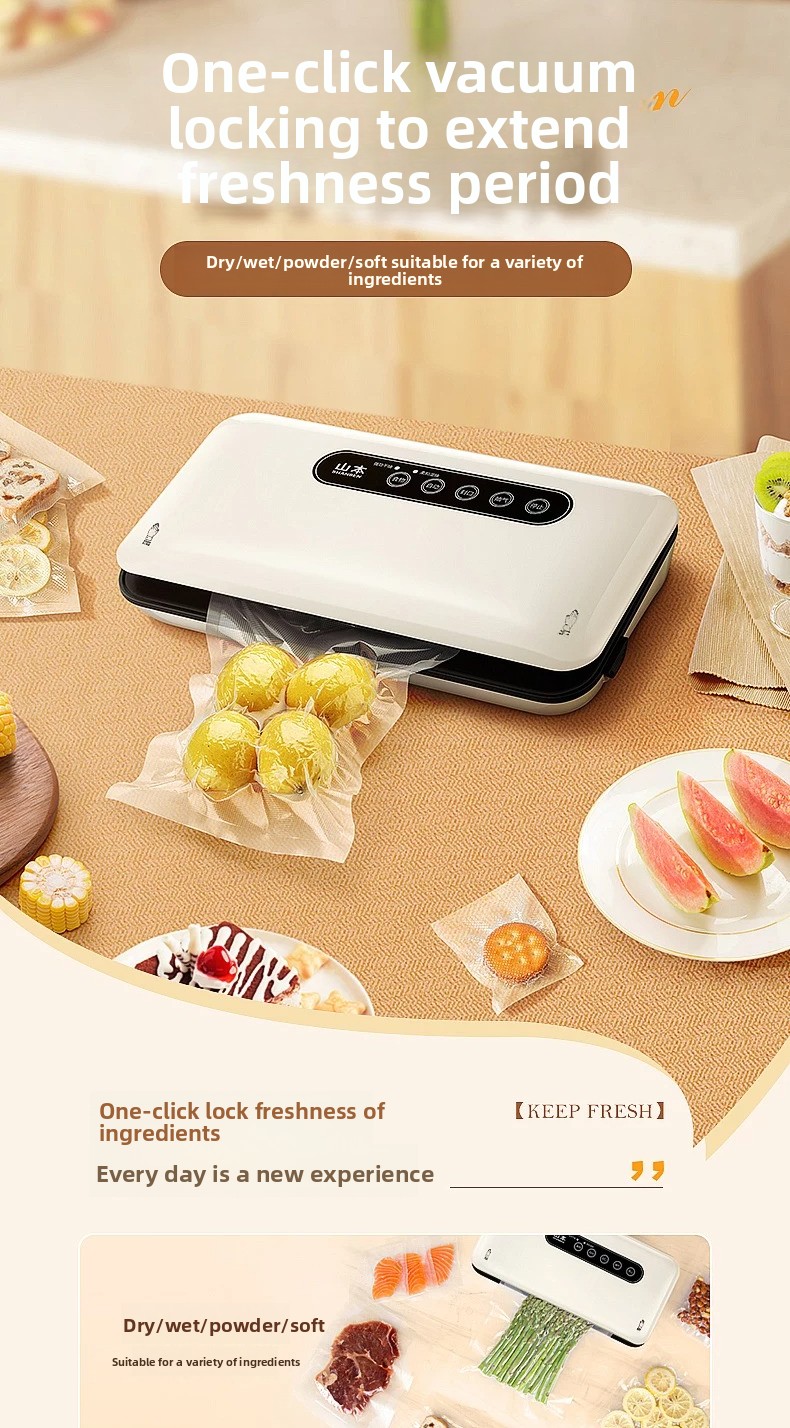 Food Storage Machine - เครื่องซีลสูญญากาศขนาดเล็กแบบอัตโนมัติสำหรับใช้ในครัวเรือน เครื่องซีลอาหารสำหรับเก็บรักษาอาหารว่างให้สดใหม่