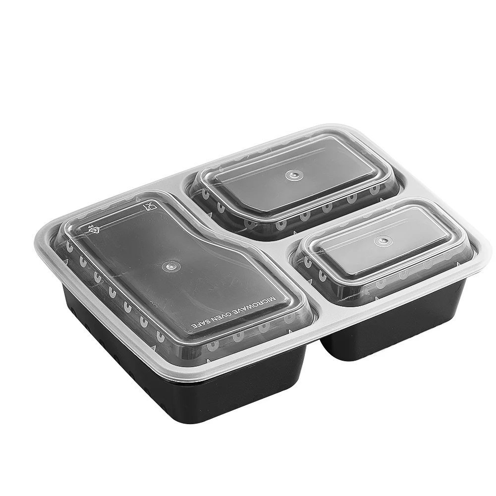 Food Storage Microwave Safe - 7 แพ็ค 3 ช่องภาชนะเตรียมอาหารหนาพิเศษเก็บอาหารกล่องเบนโตะพร้อมฝาปิดพลาสติก STACKABLE ไมโครเวฟเครื่องล้างจานปลอดภัย