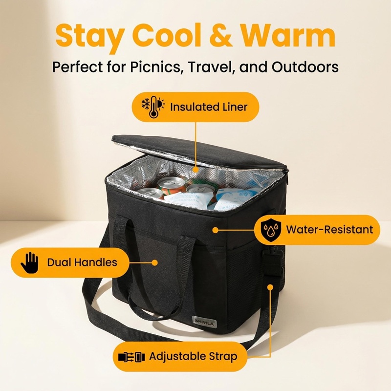 Food Storage To Keep Warm - กระเป๋าเก็บความเย็นแบบพกพาสำหรับกิจกรรมกลางแจ้ง กระเป๋าเก็บผลไม้และเครื่องดื่มสำหรับปิกนิก กระเป๋าเก็บอาหารกลางวันแบบสองชั้น