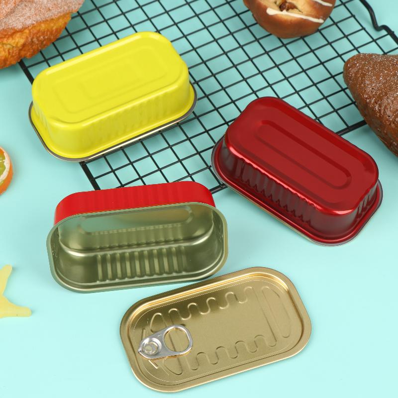 Food Storage Box - กล่องเก็บของโลหะทรงสี่เหลี่ยมขนาดเล็ก 2 ชิ้น พร้อมฝาปิดแบบดึง, กล่องใส่อาหารอเนกประสงค์ขนาดเล็ก