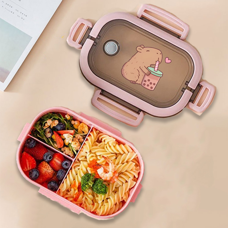 Food Storage Box - กล่องข้าวกลางวันลายคาปิบาร่า ลายการ์ตูนอนิเมะ กล่องเก็บอาหารสำหรับเด็ก กล่องอาหารกลางวันสำหรับเด็กนักเรียน ปิกนิก กล่องอาหารกลางวันสำหรับเด็กชายและเด็กหญิง