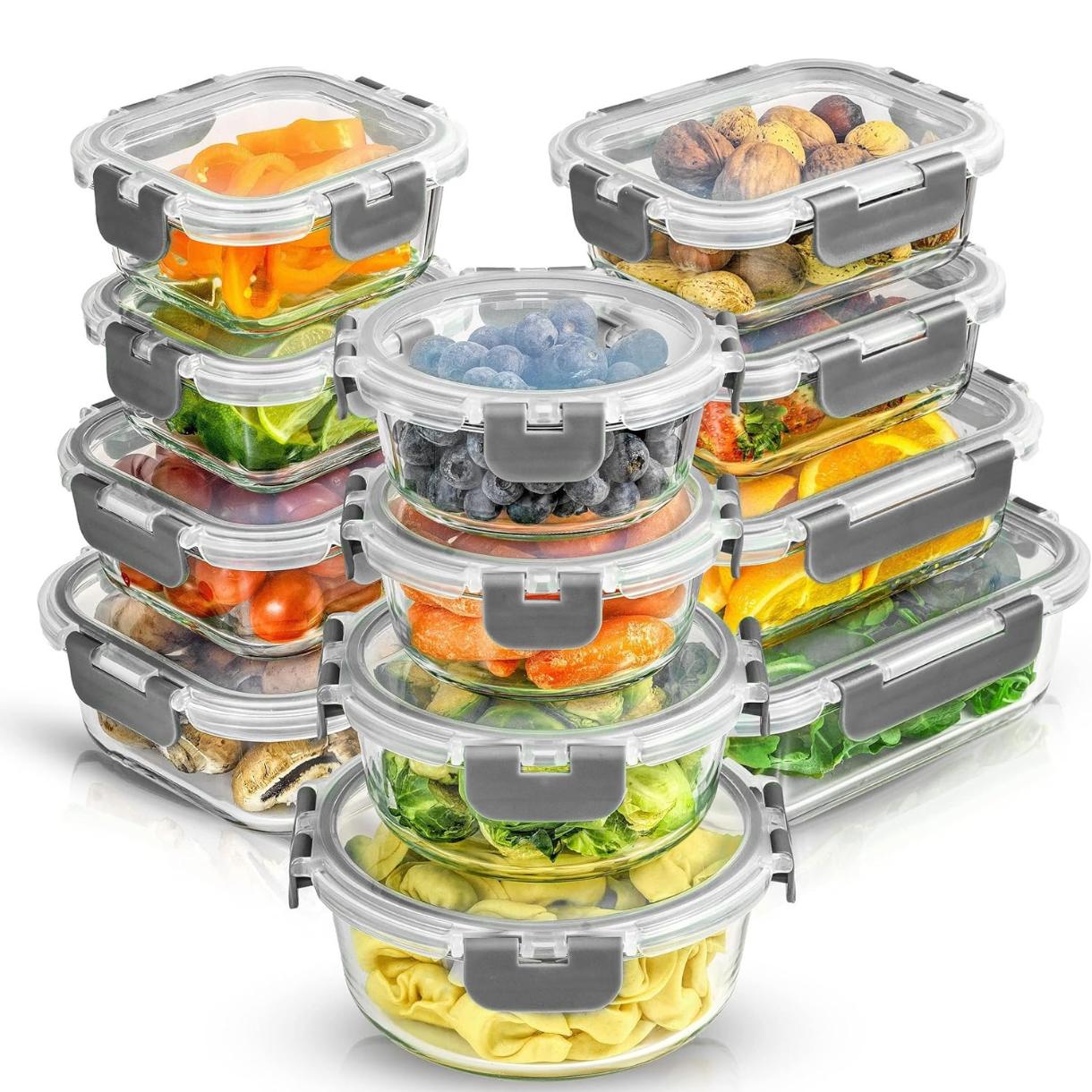 Food Storage Containers Tupperware - ชุดภาชนะเก็บของแก้วบอโรซิลิเกต 24 ชิ้น พร้อมฝาปิด | 12