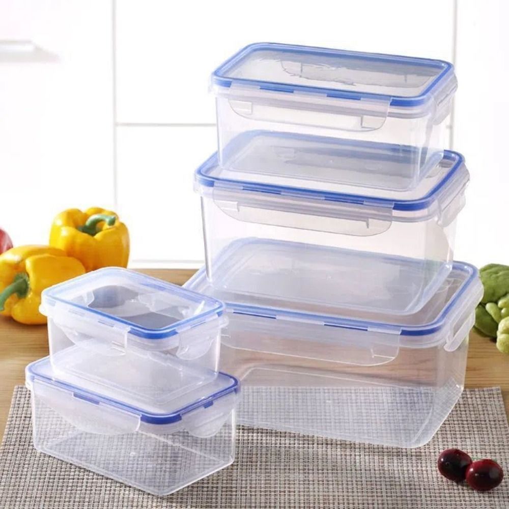 Food Storage Microwave Safe - กล่องเก็บอาหารพลาสติกปลอดภัย 1/4 ชิ้น กล่องอาหารทรงสี่เหลี่ยมซ้อนกันได้ ฝาปิดสนิท ใช้กับไมโครเวฟได้