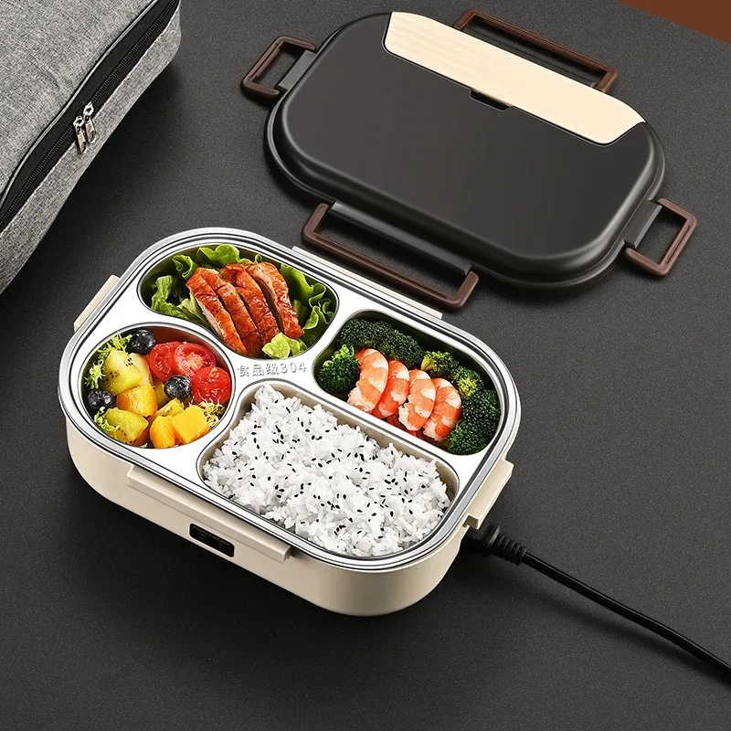 Food Storage To Keep Warm - กล่องอาหารกลางวันแบบอุ่นไฟฟ้า สแตนเลส เก็บความร้อน กล่องเบนโตะ พกพาสะดวก พร้อมกระเป๋าเก็บความร้อน