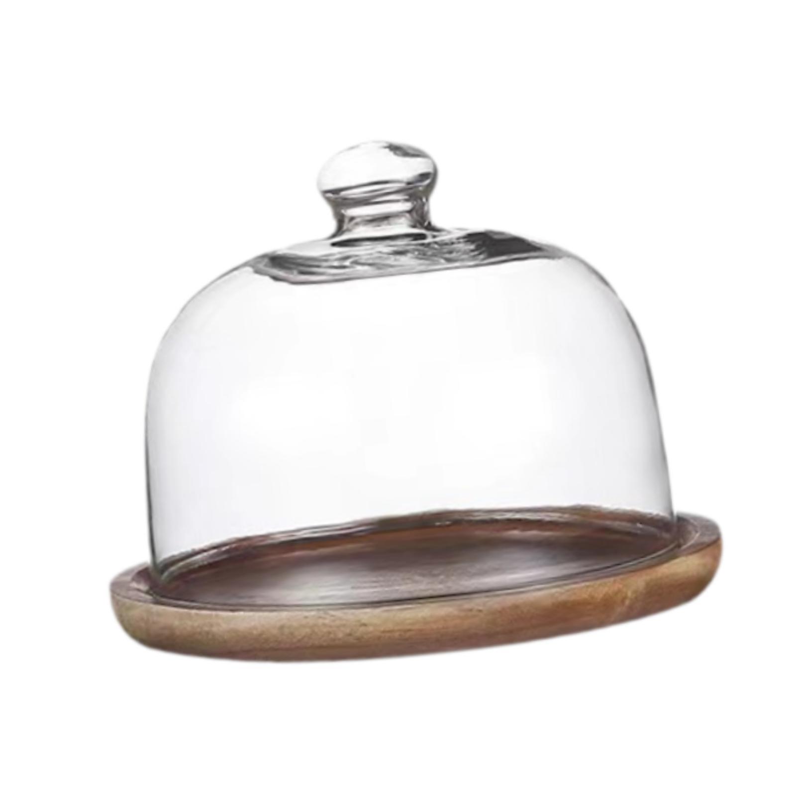 ถาดวางเค้กไม้ทรงกลมพร้อมฝาครอบ - Food Storage Glass Round บทวิจารณ์และราคา