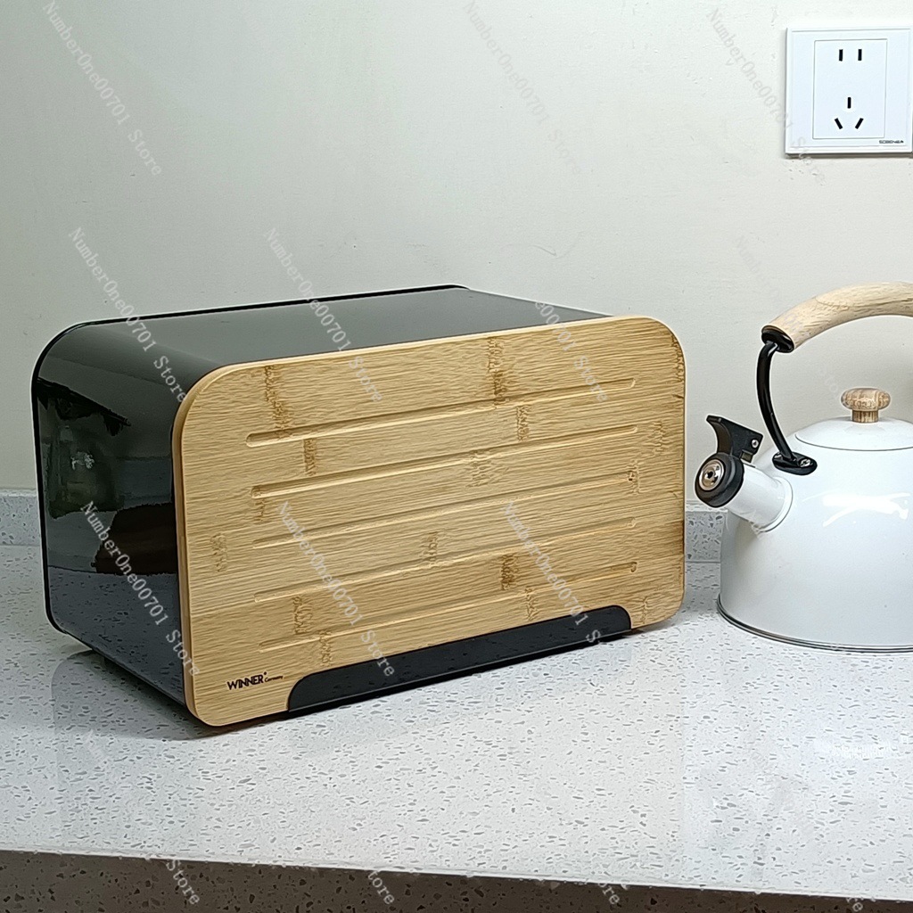 กล่องใส่ขนมปังในครัวพร้อมฝาไม้ - Food Storage Bins บทวิจารณ์และราคา