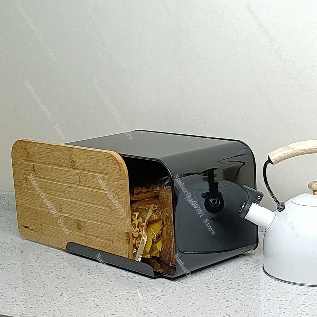 กล่องใส่ขนมปังในครัวพร้อมฝาไม้ - Food Storage Bins บทวิจารณ์และราคา