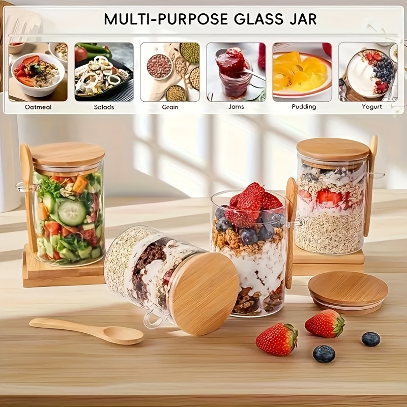 ชุดแก้วแก้วใสสำหรับใส่โอ๊ตมีล  - Food Storage Glass Round บทวิจารณ์และราคา