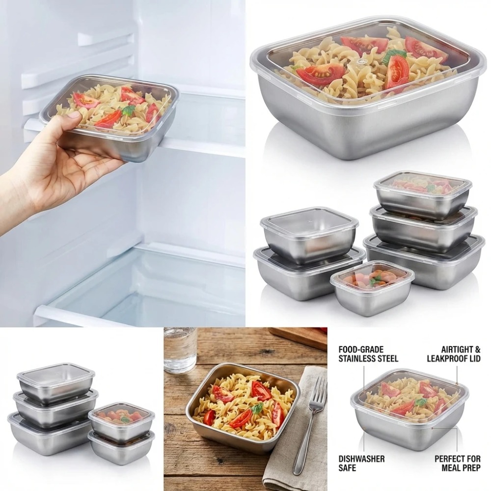 ชุดกล่องเก็บอาหารสแตนเลส 6 ชิ้ - Food Storage Box Set บทวิจารณ์และราคา