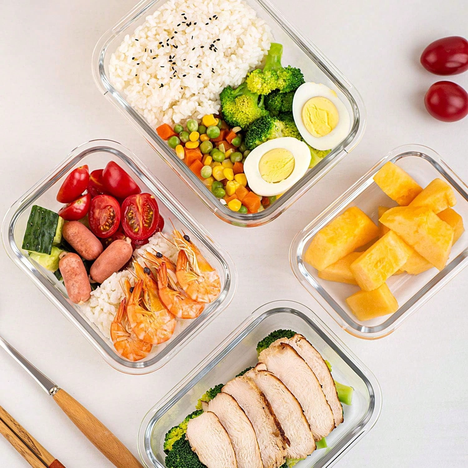 ชุดกล่องแก้วสำหรับเตรียมอาหาร  - Food Storage Bins บทวิจารณ์และราคา