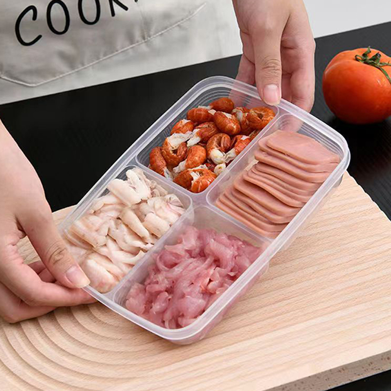 ใหม่【กล่องเก็บของพลาสติก 4 ช่อ - Food Storage Bins บทวิจารณ์และราคา