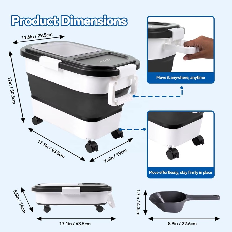 กล่องเก็บอาหารสุนัขขนาด 20-25  - Food Storage Bins บทวิจารณ์และราคา