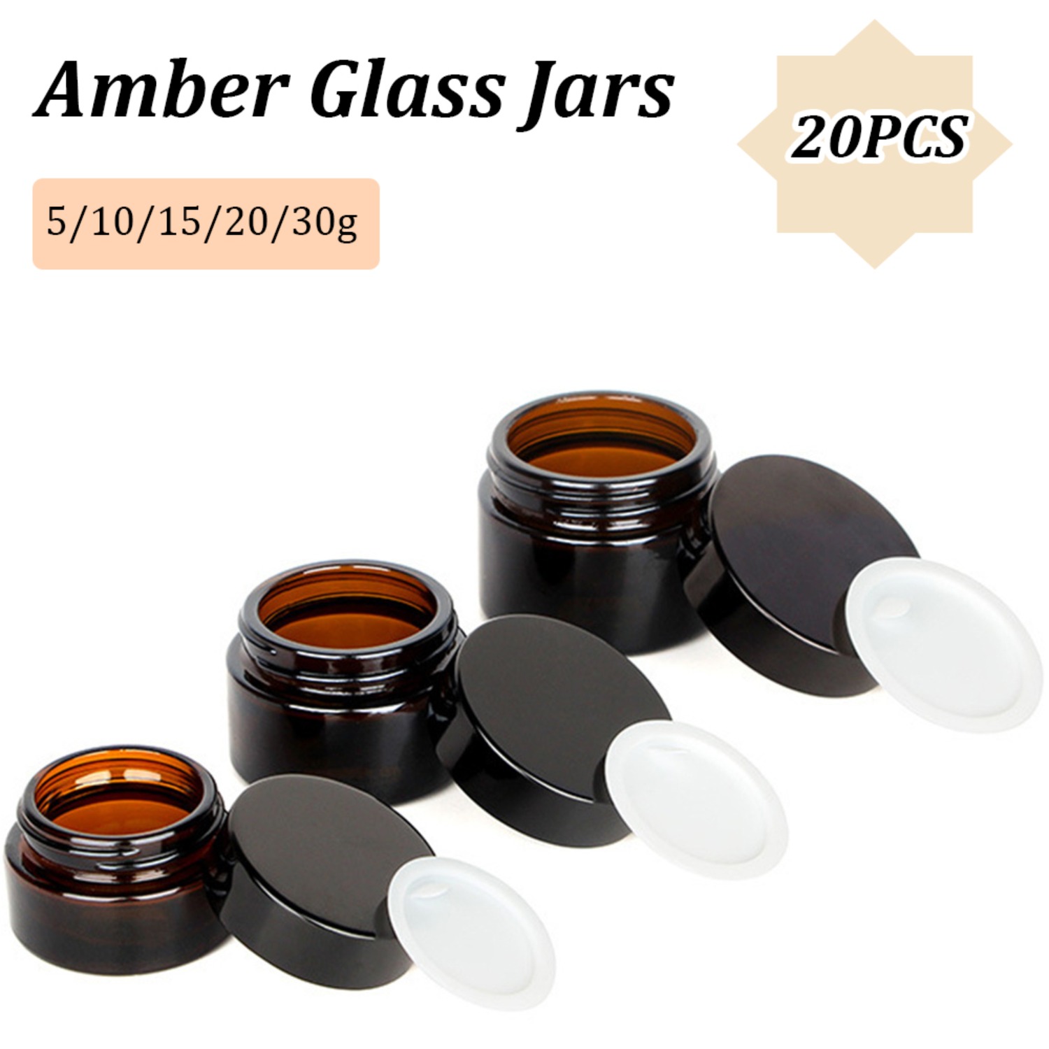 20PCS ขนาดเล็ก Amber Glass Jar - Food Storage Glass Round บทวิจารณ์และราคา
