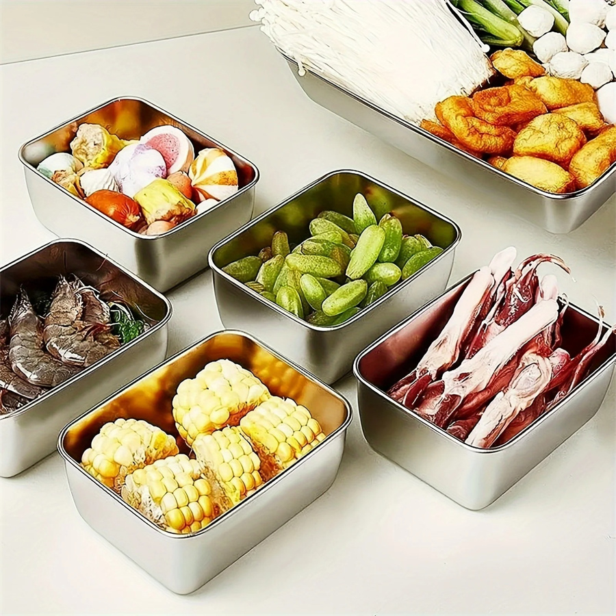 1/3/5pcs สแตนเลสกล่องเก็บอาหาร - Food Storage Bins บทวิจารณ์และราคา